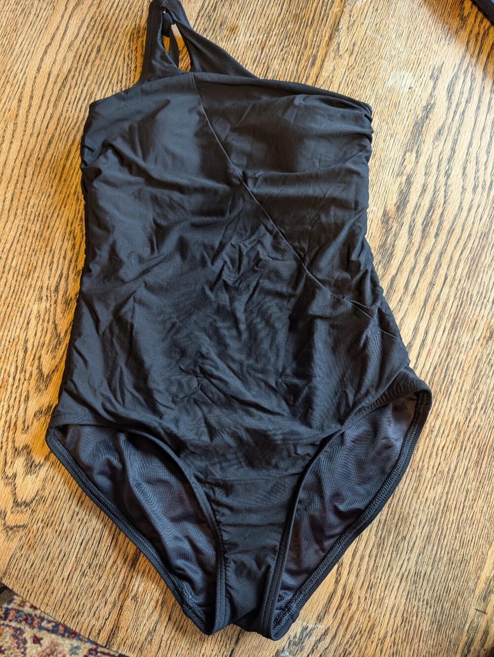 Classic One-Shoulder Black Swimsuit Lands End
